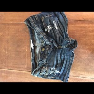 F21 Demin Holey Short